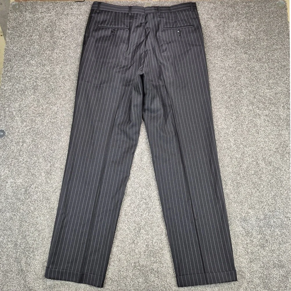Daniel Cremieux Loro Piana Suit Mens 42L Black Pinstripe Blazer Pants 36x32